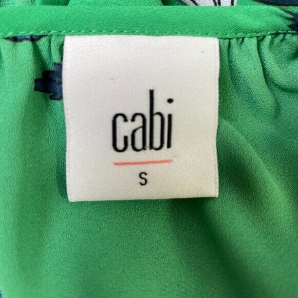CAbi Primrose Green Floral Blouse Sleeveless V Neck Style 3785 Size S - Picture 7 of 9